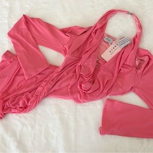 Oh Polly Sunniva flare sleeve cowl neck mini dress